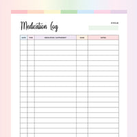 Medication Tracker Printable - Rainbow