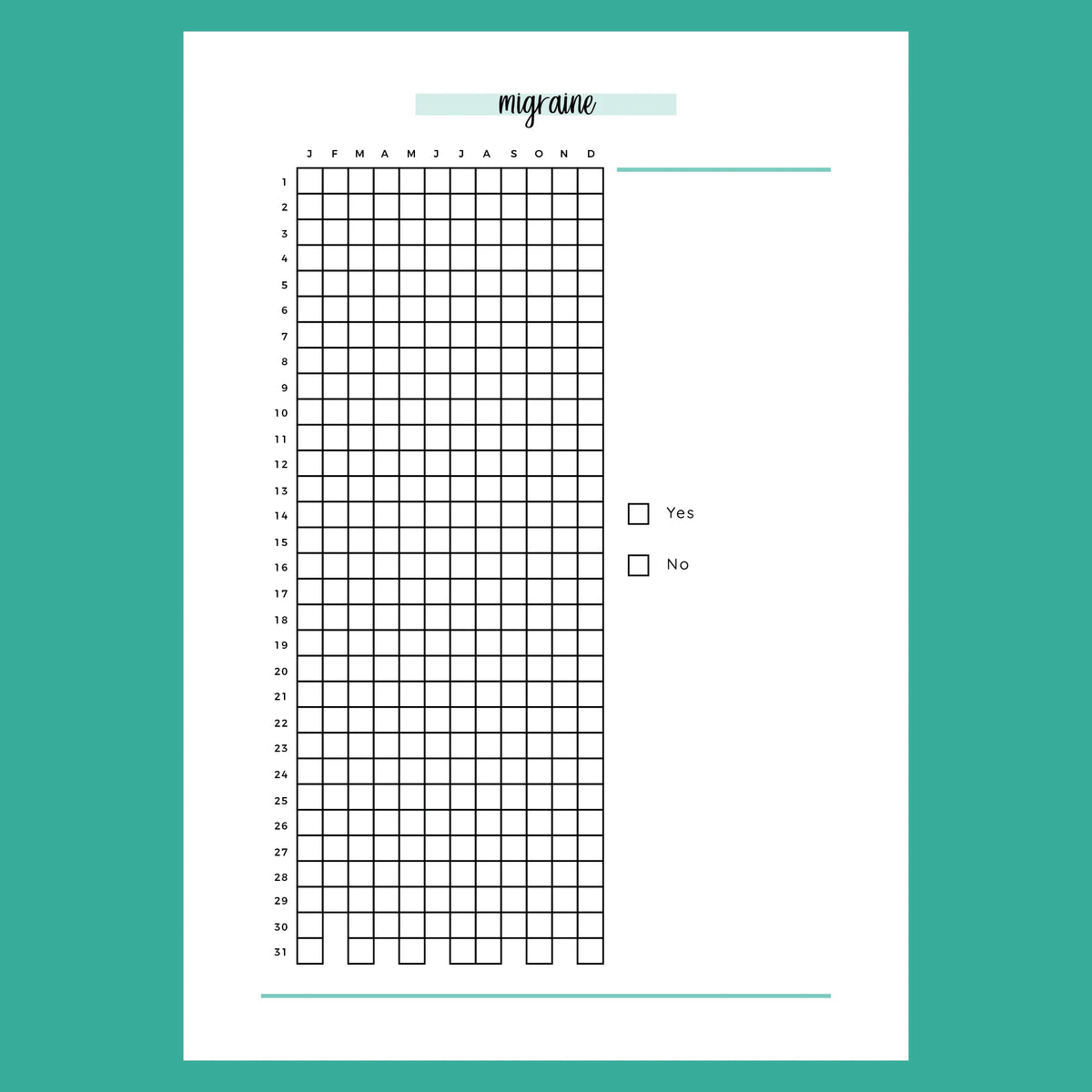 Migraine Tracking Journal A5 | Instant Download | Printable Template ...