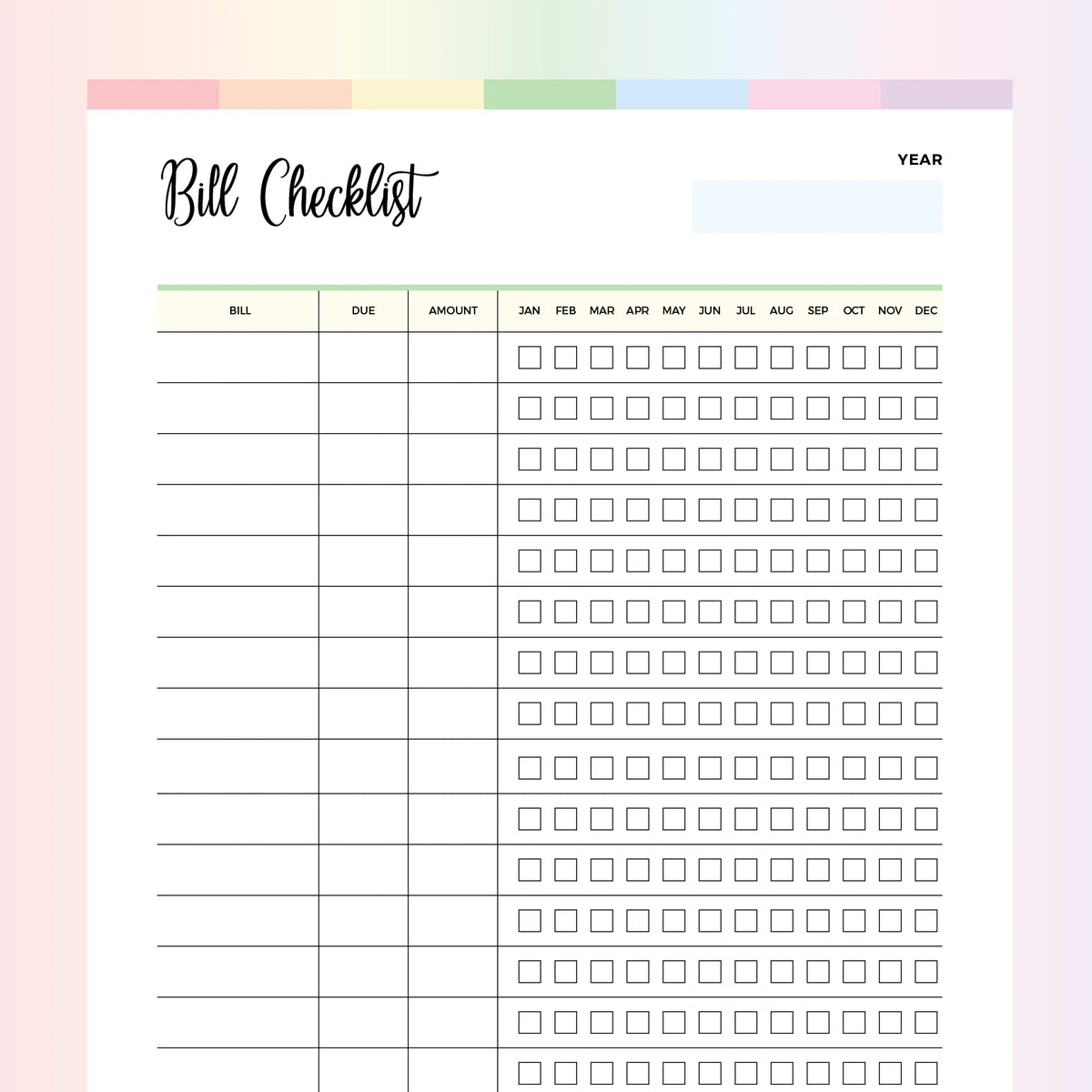 Monthly Bill Organiser Printable | Instant Download PDF | A4 and US ...