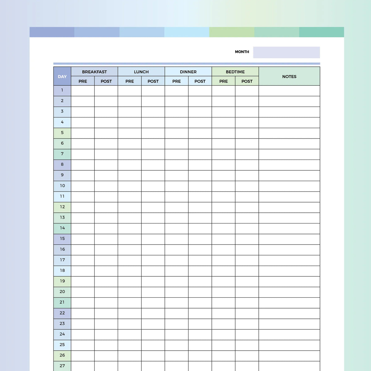 Monthly Blood Glucose Tracker | A4 &amp; US Letter Sizes | Instant Download ...