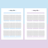 Monthly Evening Routine Journal Template - Aqua and Light Purple