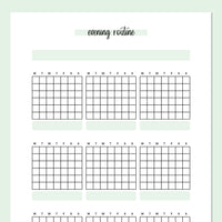 Monthly Evening Routine Journal Template - Green