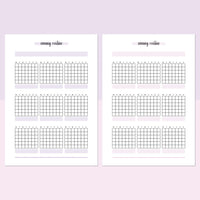 Monthly Evening Routine Journal Template - Lavendar and Bright Pink