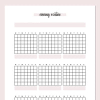 Monthly Evening Routine Journal Template - Pink