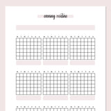 Monthly Evening Routine Journal Template - Pink