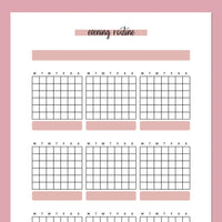 Monthly Evening Routine Journal Template - Red