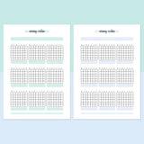Monthly Evening Routine Journal Template - Teal and Light Blue