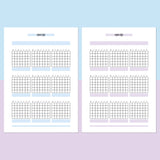 Monthly Exercise Journal Template - Aqua and Light Purple