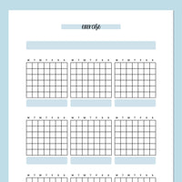 Monthly Exercise Journal Template - Blue