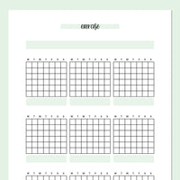 Monthly Exercise Journal Template - Green