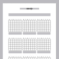 Monthly Exercise Journal Template - Grey