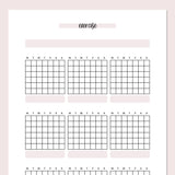 Monthly Exercise Journal Template - Pink