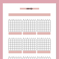 Monthly Exercise Journal Template - Red