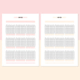 Monthly Exercise Journal Template - Salmon Red and Bright Orange