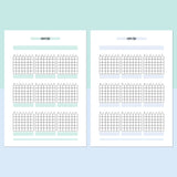 Monthly Exercise Journal Template - Teal and Light Blue