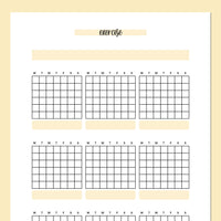 Monthly Exercise Journal Template - Yellow