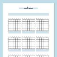 Monthly Medication Journal Template - Blue