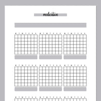 Monthly Medication Journal Template - Grey
