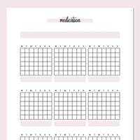 Monthly Medication Journal Template - Pink