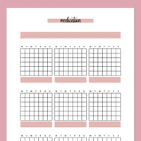 Monthly Medication Journal Template - Red