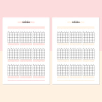 Monthly Medication Journal Template - Salmon Red and Bright Orange