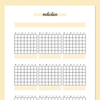 Monthly Medication Journal Template - Yellow
