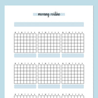 Monthly Morning Routine Journal Template - Blue