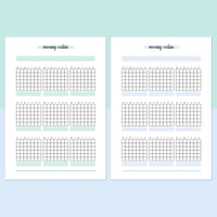 Monthly Morning Routine Journal Template - Teal and Light Blue
