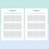 Monthly Morning Routine Journal Template - Teal and Light Blue