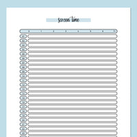 Monthly Screen Time Journal Template - Blue