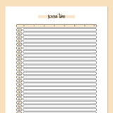 Monthly Screen Time Journal Template - Orange