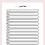 Monthly Screen Time Journal Template - Pink