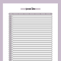 Monthly Screen Time Journal Template - Purple