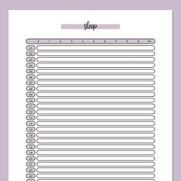Monthly Sleep Tracker Journal Template - Purple
