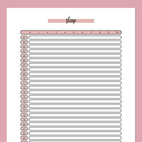 Monthly Sleep Tracker Journal Template - Red