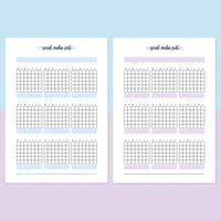 Monthly Social Media Post Journal Template - Aqua and Light Purple
