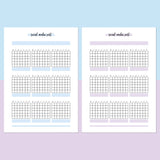 Monthly Social Media Post Journal Template - Aqua and Light Purple