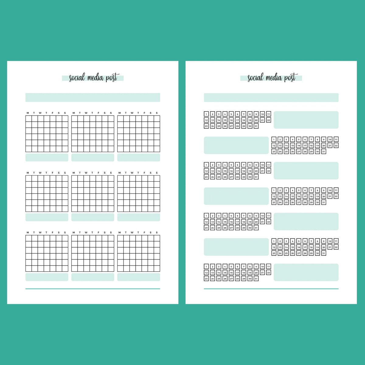 Post Journal Monthly Social Media Post Journal Template | Instant Download ...