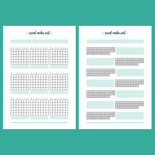 Monthly Social Media Post Journal Template - 2 Version Overview