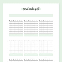 Monthly Social Media Post Journal Template - Green
