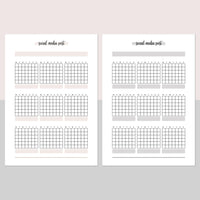 Monthly Social Media Post Journal Template - Light Brown and Light Grey