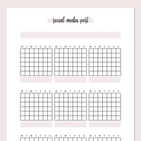 Monthly Social Media Post Journal Template - Pink