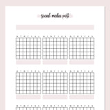 Monthly Social Media Post Journal Template - Pink