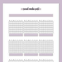 Monthly Social Media Post Journal Template - Purple