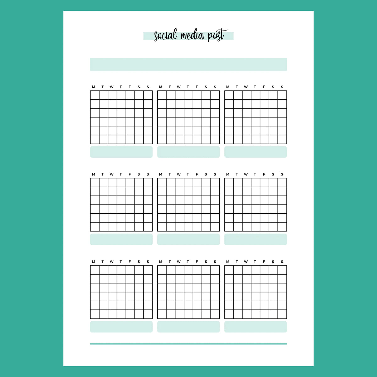 Post Journal Monthly Social Media Post Journal Template | Instant Download ...