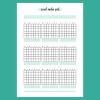 Monthly Social Media Post Journal Template - Version 1 Full Page View