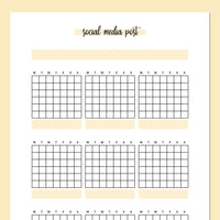 Monthly Social Media Post Journal Template - Yellow