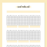 Monthly Social Media Post Journal Template - Yellow