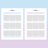 Monthly Stretching Journal Template - Aqua and Light Purple