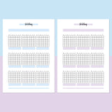 Monthly Stretching Journal Template - Aqua and Light Purple